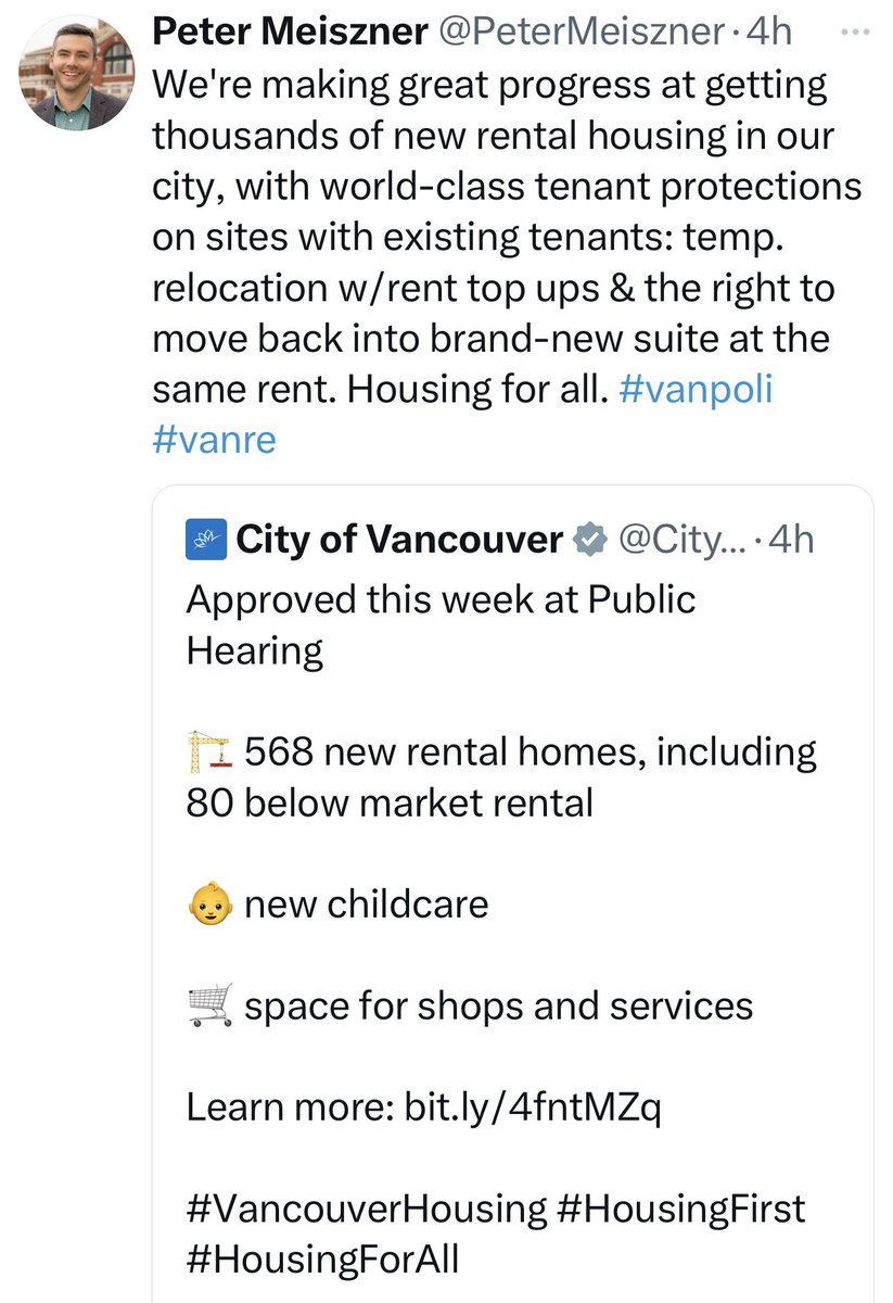 Suggesting we have ‘world-class tenant protections’ is false + irresponsible. 
This is an embarrassing post from an elected official + shows how our council lives in a privileged bubble. Shame. 
#VanPoli #bcpoli