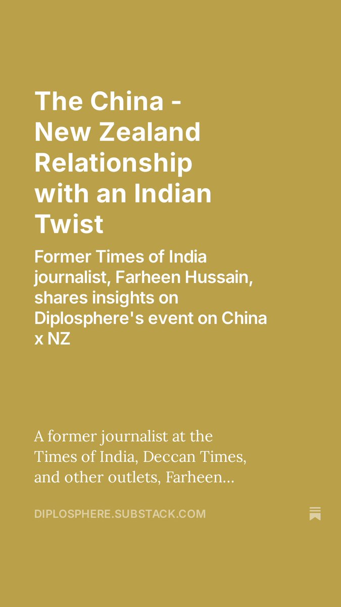 Maty Nikkhou-O'Brien (@matyobrien) on Twitter photo 🇨🇳🇳🇿🇮🇳 Our latest from #Diplostack: The China-New Zealand Relationship with an Indian Twist! 🌏✨
<a href="/diplosphere/">@Diplosphere</a> <a href="/distantKiwi/">Dan O'Brien</a> Farheen Hussain
open.substack.com/pub/diplospher… 🇨🇳🇳🇿🇮🇳 Our latest from #Diplostack: The China-New Zealand Relationship with an Indian Twist! 🌏✨
<a href="/diplosphere/">@Diplosphere</a> <a href="/distantKiwi/">Dan O'Brien</a> Farheen Hussain
open.substack.com/pub/diplospher…