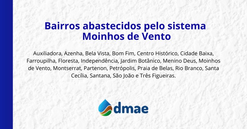 dmaepoa's tweet photo. ⚠️ As Estações de Bombeamento de Água Bruta (Ebab) Moinhos de Vento e São João estão sem energia elétrica. A concessionária foi acionada.

👉🏻 O problema pode causar desabastecimento e/ou baixa pressão nas áreas dos sistemas Moinhos de Vento e São João (confira nos cards). https://t.co/YrtWN8wzgM