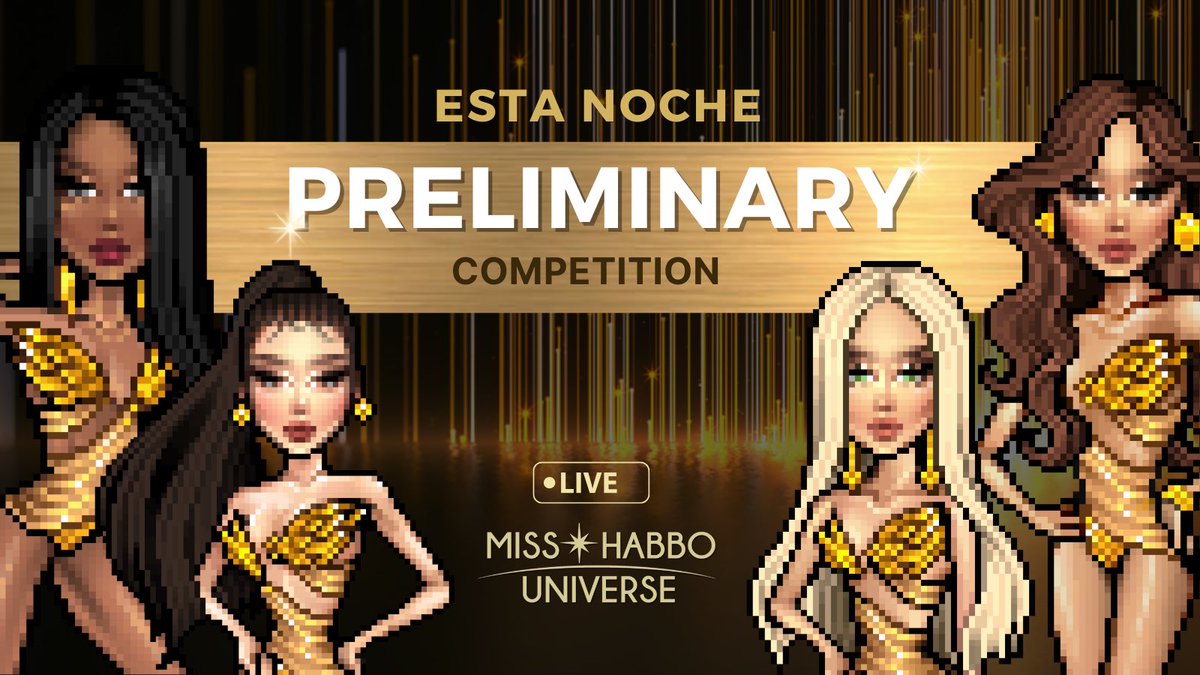 MissHabboU's tweet photo. ESTA NOCHE nuestras candidatas se enfrentan a su primer gran reto sobre el escenario de Miss Habbo Universe ✨

Te esperamos en los siguientes horarios:

6:30 🇲🇽 
7:30 🇨🇴 🇪🇨 
8:30 🇻🇪 🇩🇴 
9:30 🇦🇷 🇨🇱 

Transmisión EN VIVO por @RadioboomES 🎙️

¡Suerte para todas! ✨ https://t.co/gwOoyJdhIF