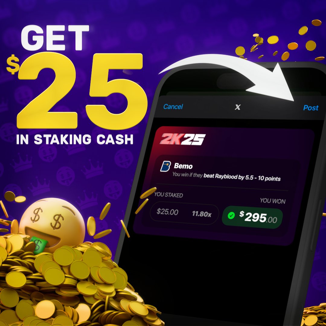 1v1Me's tweet photo. 💰 STAKING CASH GIVEAWAY 💰 

2x Winners ($25 EACH)

How to enter:
✅ LIKE &amp; RT this tweet
✅ Follow @1v1Me
✅ Reply w/ your 1v1Me username &amp; photo of a stake slip you've placed TODAY 

WINNERS PICKED IN 24 HOURS ⏱️ https://t.co/tOEGa9Sjci
