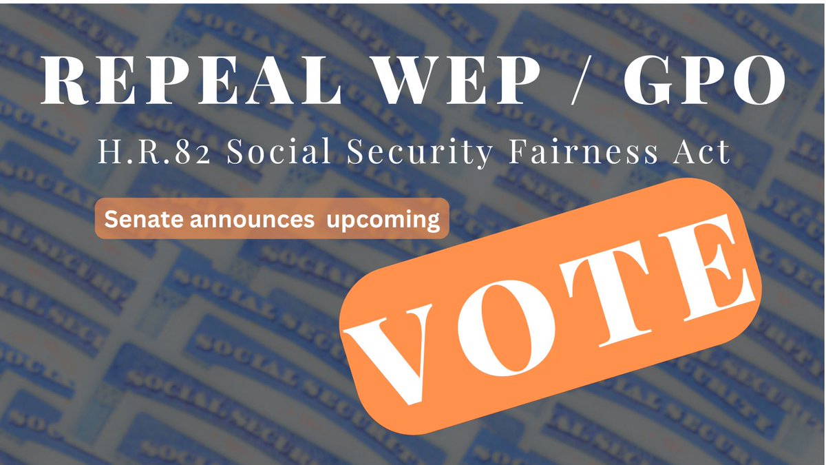 Millions of public employees who also had 2nd jobs in the private sector AND paid into SS system had/have NO idea their SS benefits would be cut &amp; they'd be stuck in a miserable plight they can't change.

PlZ end this discrimination &amp; vote YEA when #HR82 comes to the Senate‼️