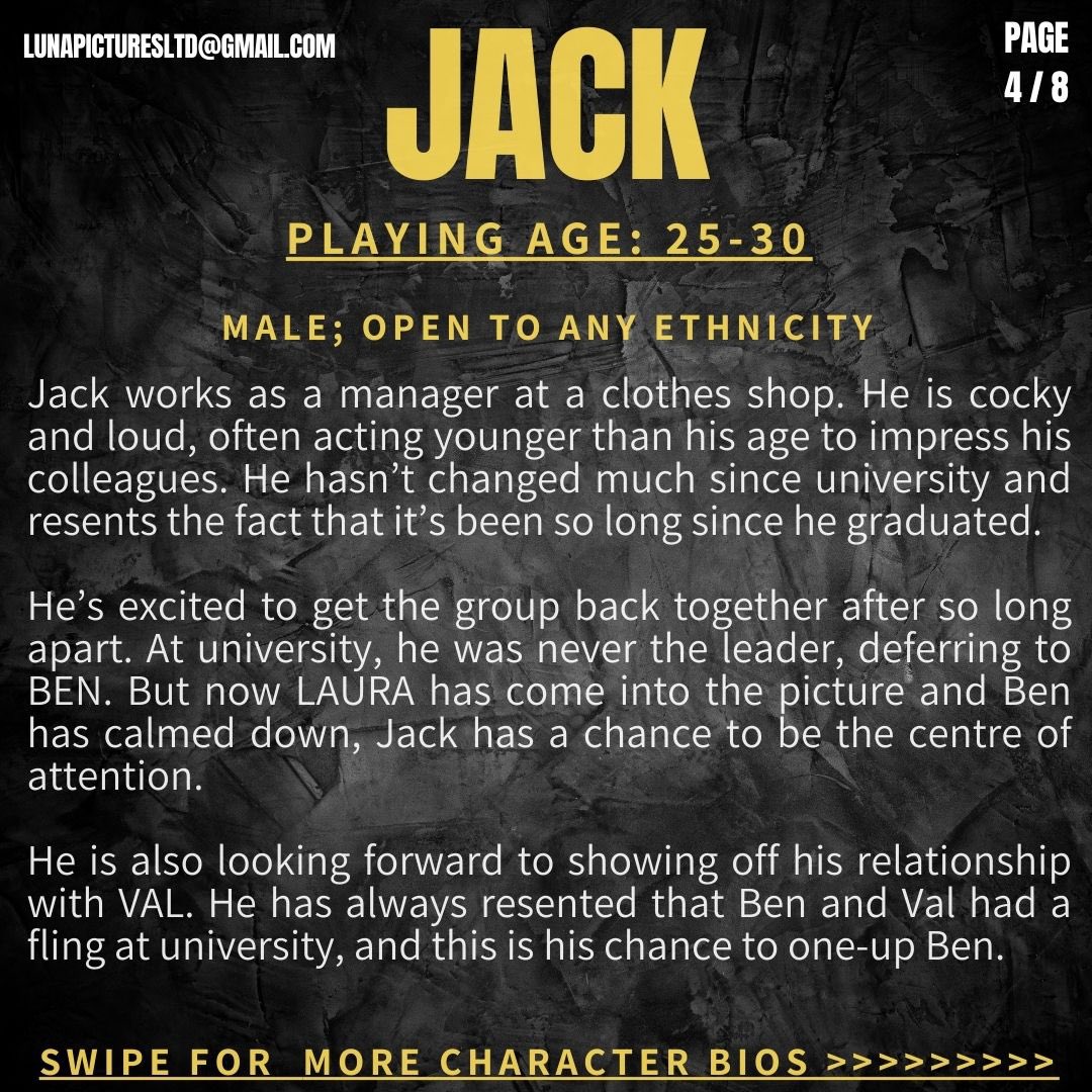 Open Casting Call (Paid) - Horror Short Film 🎬

Estimated filming dates 15th-18th February 2025 🎥

We will likely be filming in the London area 🇬🇧

#CastingCall #Casting #IndieCasting #ShortFilm #IndieFilm #LondonFilm #CastingCalls
