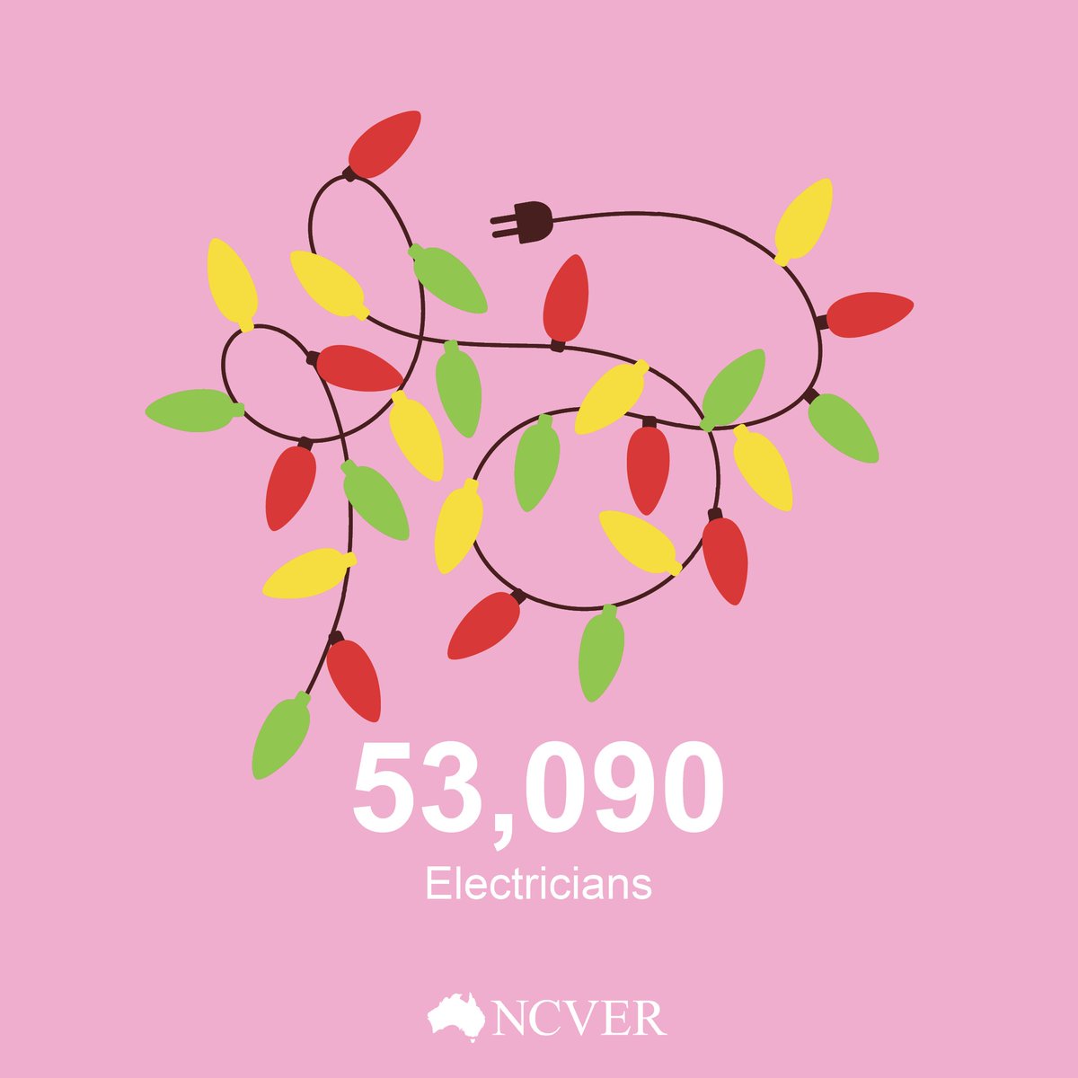 NCVER's tweet photo. On the first day of Christmas my true love gave to me... 53,090 individuals enrolled in VET programs to become #Electricians in 2023. You're the light of our lives. 💡🎄
#LetItGlow #NCVERChristmas #VocationalEducation #Careers #Apprenticeships #SkillsTraining #TAFE #RTOs https://t.co/0vA5bnaoW2