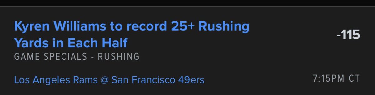 SAFE2LEG's tweet photo. 2 more Game Specials for fun..possible donation lol

✅ Puka Nacua 25+ RECEIVING yards in each HALF
✅Kyren Williams 25+ RUSHING yards in each HALF

#GamblingX #bets #gamespecials #SportsGambling #bettingsports #nfl #nflbets https://t.co/zodfLFiulP