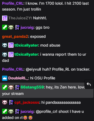 I've been made aware of someone impersonating me under the name of Profile_CRL on twitch (and maybe other platforms as well). I want to be clear that person is not me, and anything they say or do isn't something I have anything to do with. Just want to preempt anything from this