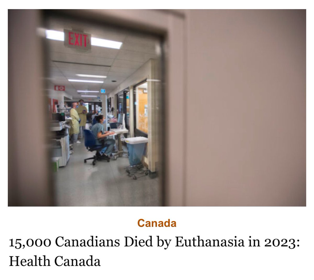 El gobierno de Trudeau en Canadá 🇨🇦 eutanasió a 15,000 personas en el 2023. 
El nazismo ha vuelto con otro rostro.