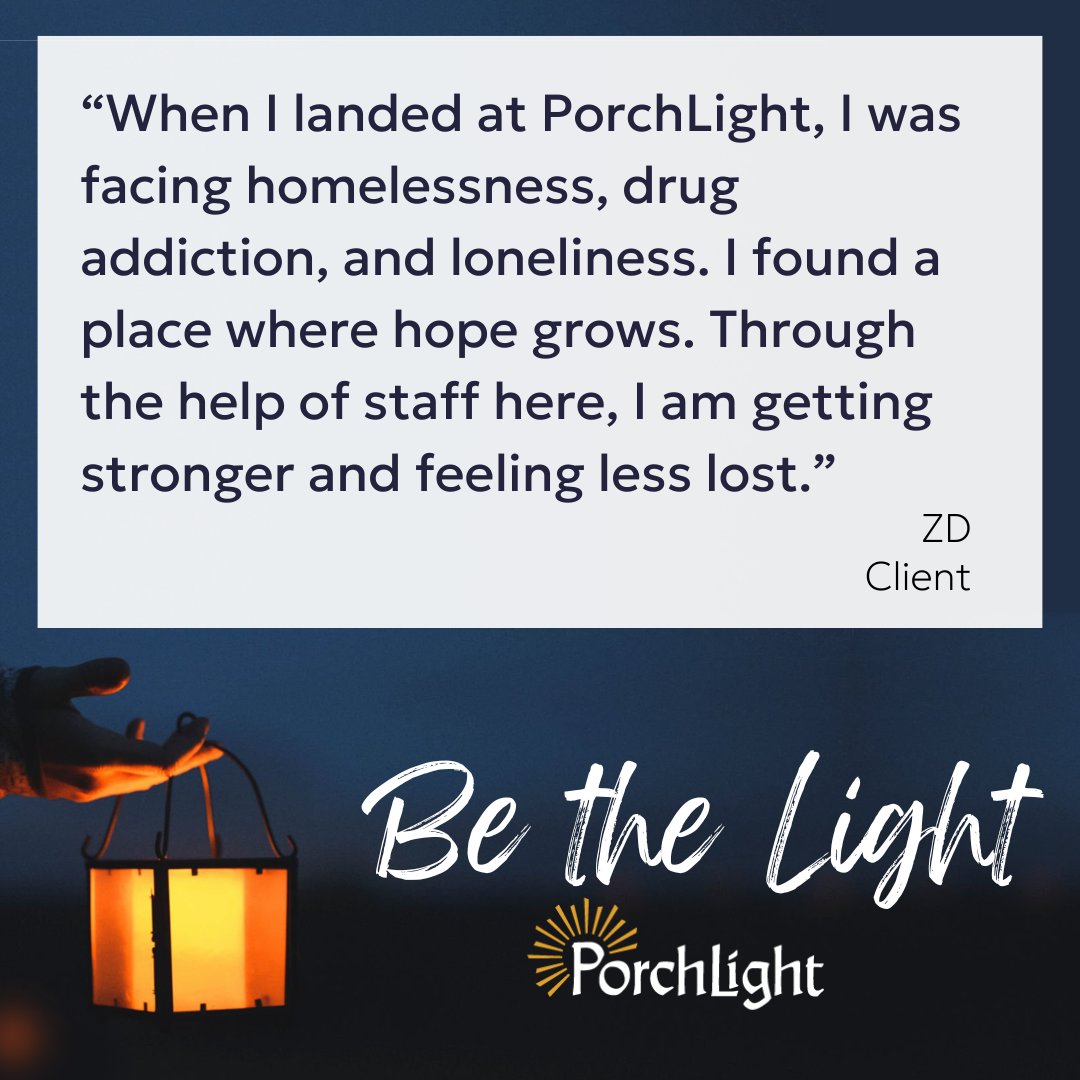 Porchlight (@porchlightcares) on Twitter photo “I found a place where hope grows.” – ZD
Your support helps men like ZD find strength, hope, and a path forward.
✨ Be the Light in someone’s life this season.
đź’ˇ Give now: bit.ly/BeTheLight2024
#BeTheLight #YearEndGiving #PorchLight “I found a place where hope grows.” – ZD
Your support helps men like ZD find strength, hope, and a path forward.
✨ Be the Light in someone’s life this season.
đź’ˇ Give now: bit.ly/BeTheLight2024
#BeTheLight #YearEndGiving #PorchLight