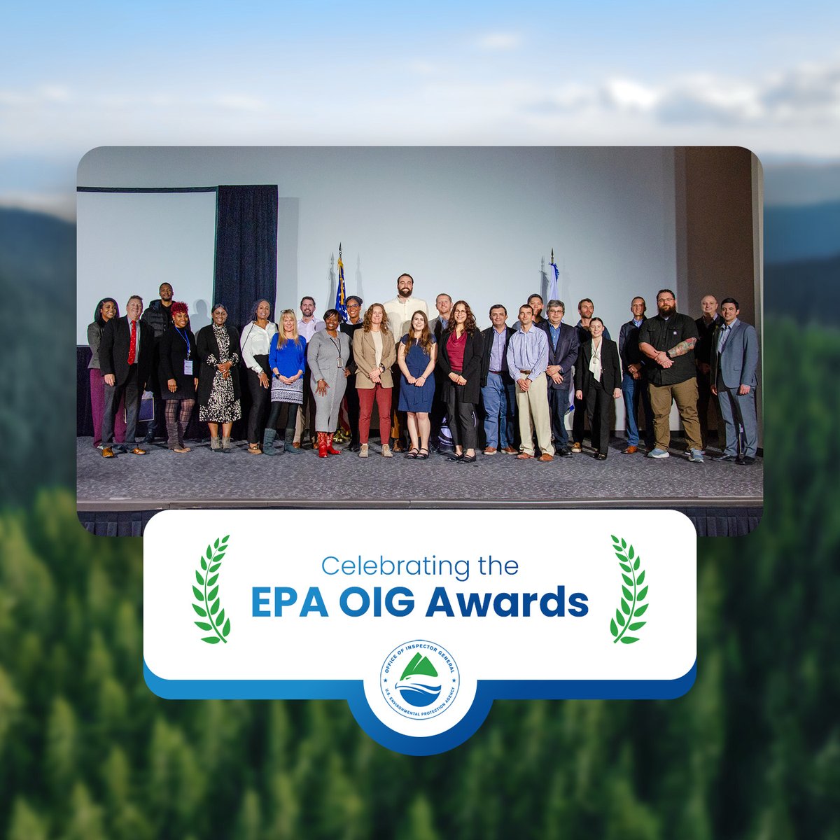 EPAoig's tweet photo. Give it up for this year’s EPA OIG Award recipients! 👏 These award winners' hard work, dedication, and innovation have made a lasting impact at the OIG and in our mission of preventing fraud, waste, and abuse in the EPA and CSB. #EPA #EPAOIG https://t.co/MPou3FXG0m