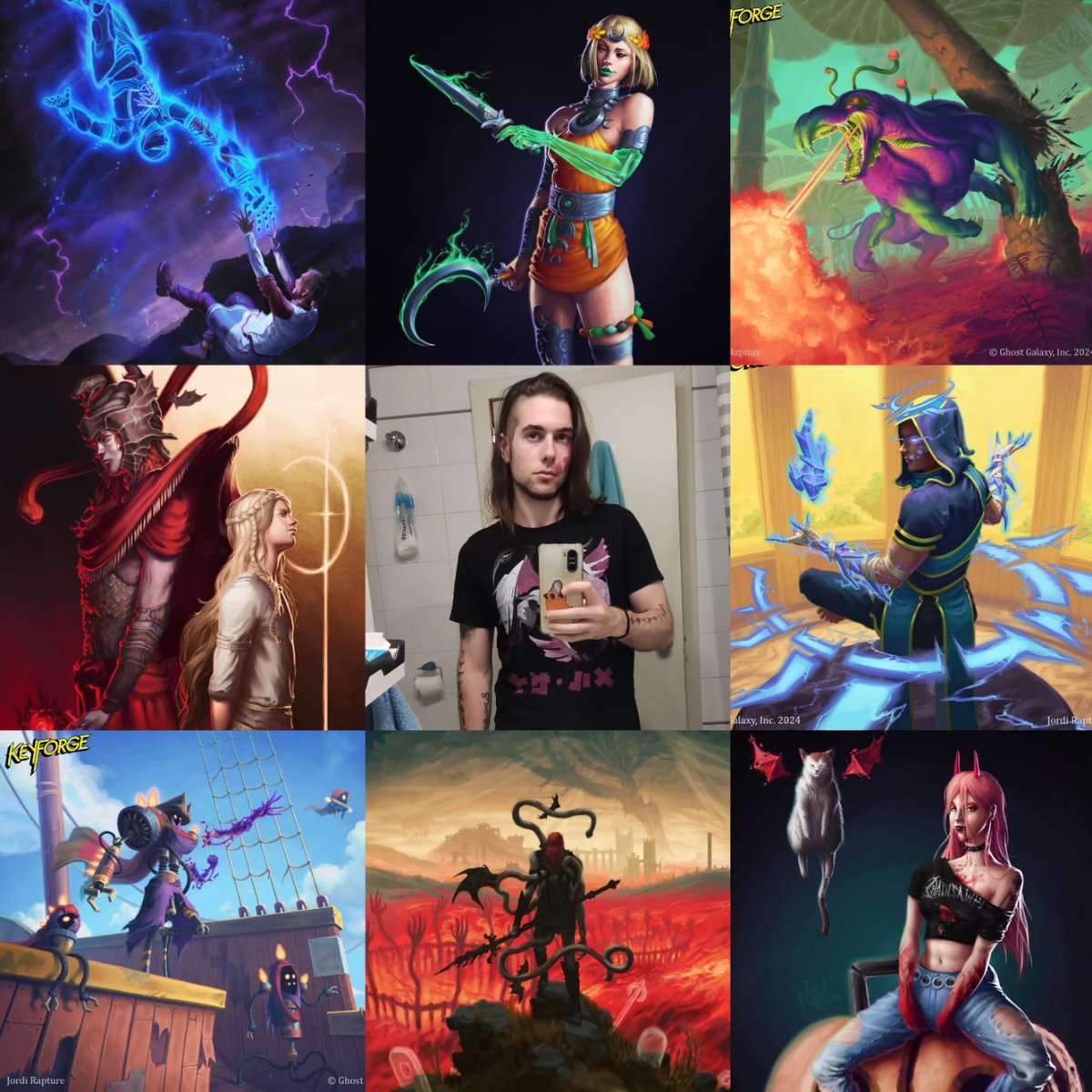 JordiRaptureArt's tweet photo. This year's #artvsartist ! 🎨
2024 has been a bittersweet year. I've worked with TCG and TTRPG companies for the first time in my career, but  I also started working in retail because haha money!
Good thing is I've found the balance to do both, and I'm happy about that! 🥰 https://t.co/KiUmKWYzRa