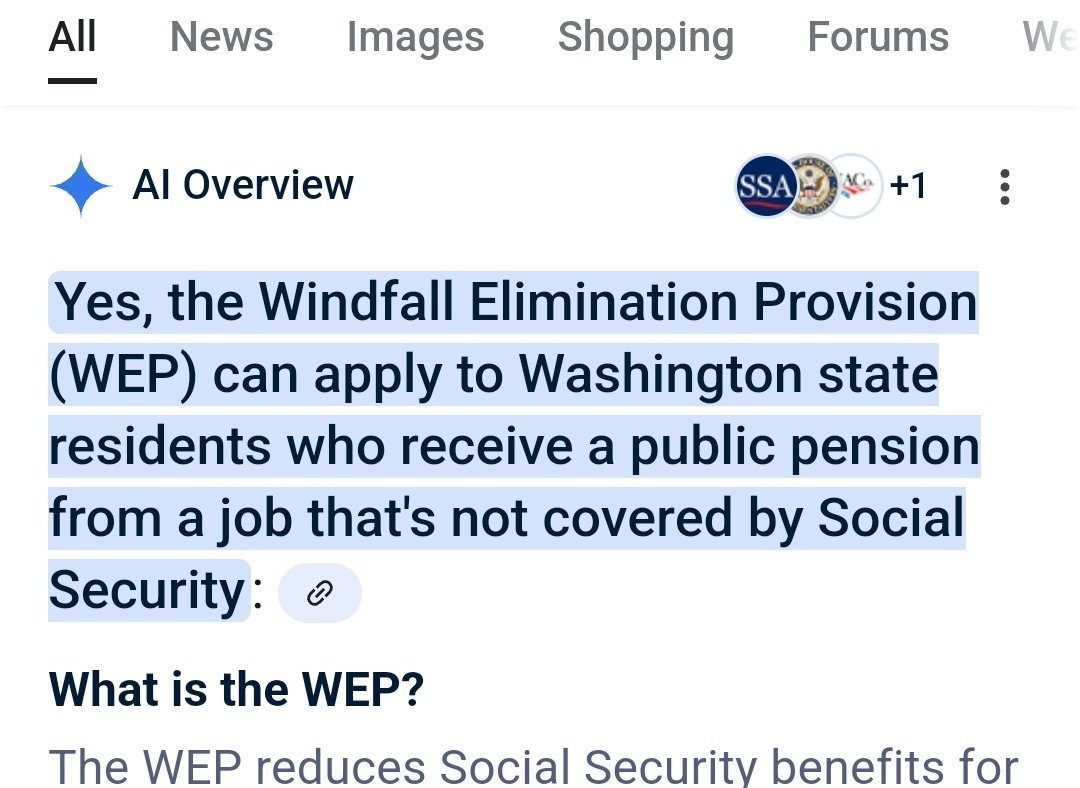 MostlySmiles's tweet photo. @AmydoesHR @10oh3point1 @SmallGov4All @SenWarren @SenSchumer I did pay into SS. In my state SS is taken from my salary. WEP applies when you receive a pension from a non SS job. Since my state takes SS, my pension won't be impacted by WEP. That's my understanding from the retirement guy....and now some research I did.  😄 https://t.co/1jbj28VmU2