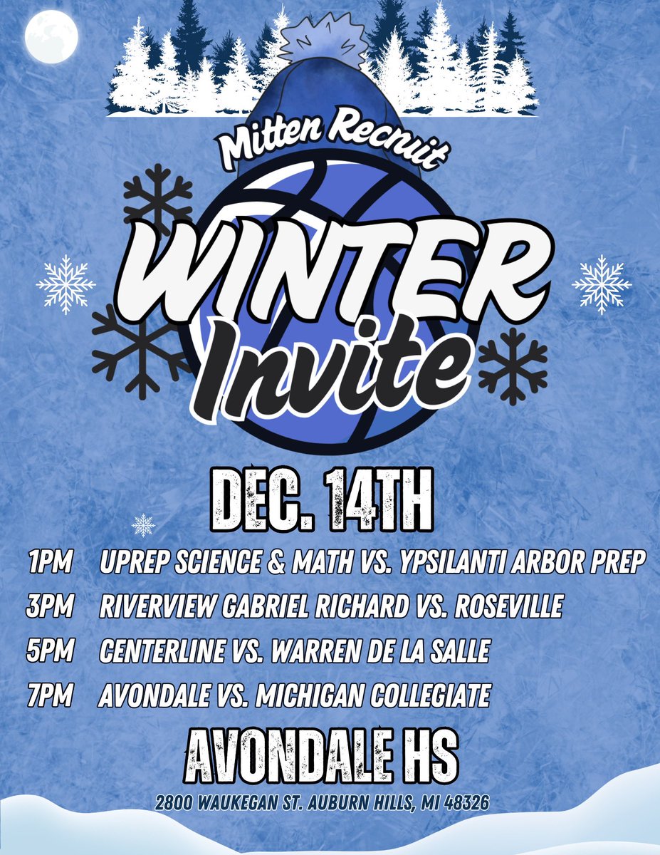 MittenRecruit's tweet photo. ❄️Winter Invite Roster Guide❄️

This Saturday we host 4 great competitive games at Avondale HS!! This  guide has info on each team &amp; players to watch!! We’ve got D1, D2 &amp; D3 committed players along with some that need an offer too!! See You Saturday!! #WinterInvite #MittenRecruit https://t.co/anmr8kQ7QS