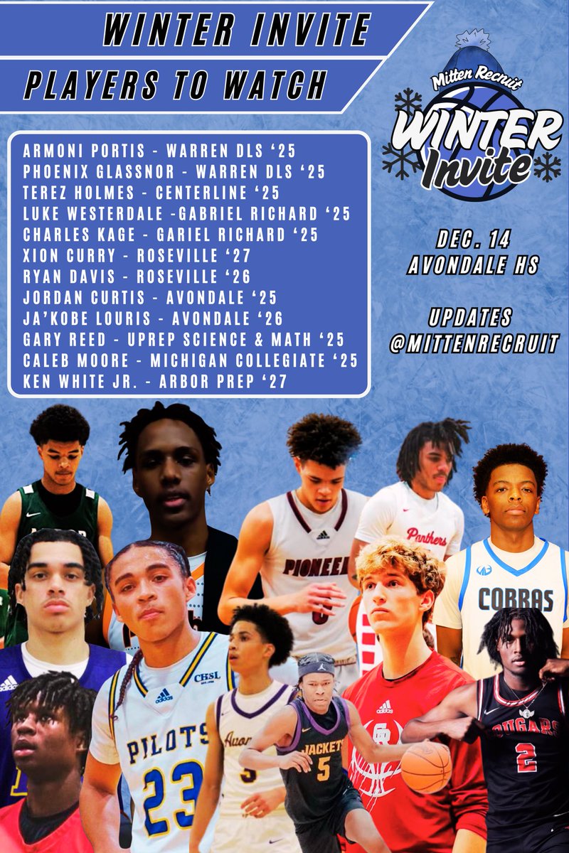 MittenRecruit's tweet photo. ❄️Winter Invite Roster Guide❄️

This Saturday we host 4 great competitive games at Avondale HS!! This  guide has info on each team &amp; players to watch!! We’ve got D1, D2 &amp; D3 committed players along with some that need an offer too!! See You Saturday!! #WinterInvite #MittenRecruit https://t.co/anmr8kQ7QS