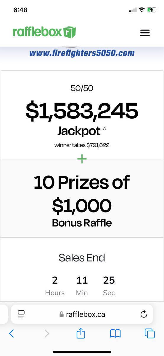 Tonight’s firefighter 50/50 take home is going to be huge! Take home nearing $800,000 now!  Get your tickets here rafflebox.ca/raffle/nsfd/97. Buy before 9pm.  Thank you for your support!