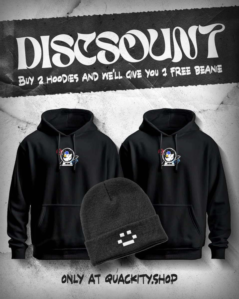 QuackityMerchh's tweet image. BUY 2 HOODIES AND GET 1 FREE BEANIE
Only available at quackity.shop 😎