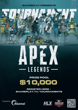 $10,000 Apex Legends Tournament! ⛩ 

Powered by: <a href="/Akamai/">Akamai Technologies</a> Managed by: <a href="/HLX_GG/">HLX</a>   

An OPEN, and FREE to ENTER tournament with $10,000 up for grabs on December 21st. 

👺 - $5,000 into the Pro Division.
👺  - $5,000 into the Casual Division. 

Registration Link Below!

Note: Both