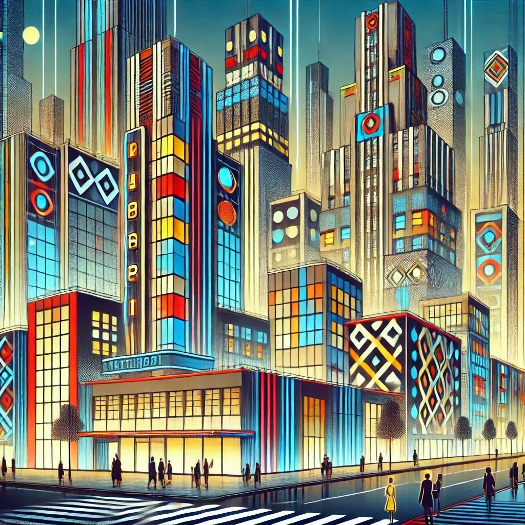 cel67540628's tweet photo. Retro-futuristic cityscape with a Bauhaus aesthetic #aiart #aiartwork #ArtisticAI #aiartcommunity #aiartworks #ai #art #generativeart https://t.co/dVOq25qm6M