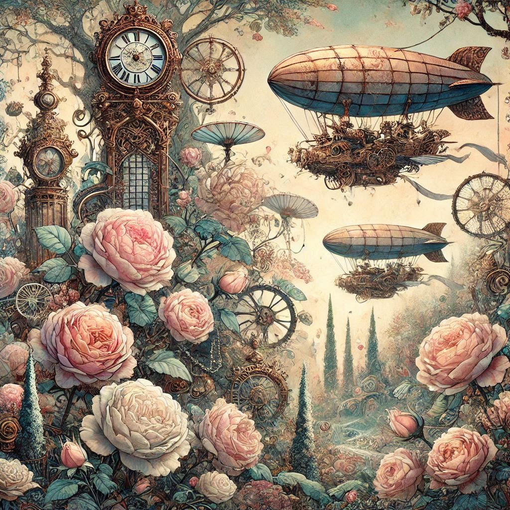 cel67540628's tweet photo. Romantic Rococo garden with a Steampunk aesthetic #aiart #aiartwork #ArtisticAI #aiartcommunity #aiartworks #ai #art #generativeart https://t.co/2FxrH0tgck