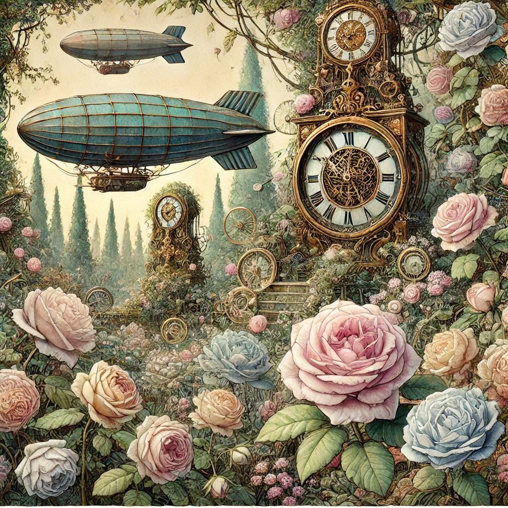 cel67540628's tweet photo. Romantic Rococo garden with a Steampunk aesthetic #aiart #aiartwork #ArtisticAI #aiartcommunity #aiartworks #ai #art #generativeart https://t.co/2FxrH0tgck