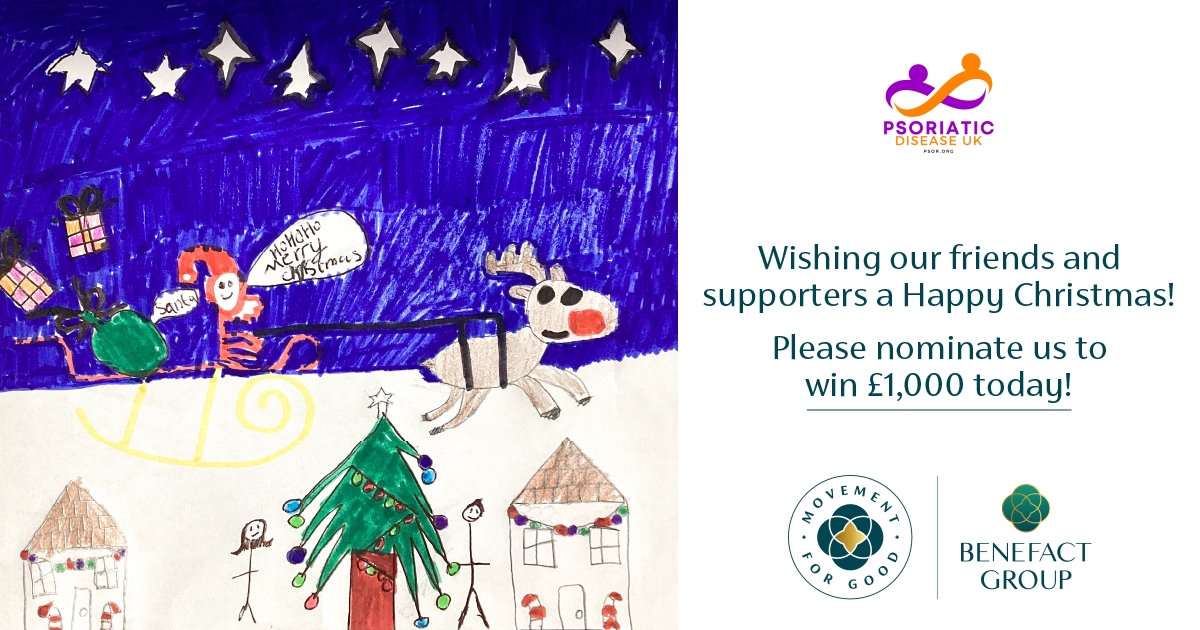 Nominate Psoriatic Disease UK for Movement for Good 12 Days of Giving before the 19th December to give us the chance of receiving a vital £1000 in funding! 

Nominate here: s.mtrbio.com/sirbjvvrzm

#charity #nonprofit #giving #fundraising