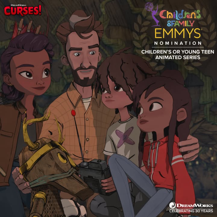 Dreamworks's tweet image. Congratulations to the cast and crew of our 11 Children's and Family Emmy® nominations, including #OrionAndTheDark, #Curses, #JurassicWorld #ChaosTheory, and #FrightKrewe! #ChildrensEmmys