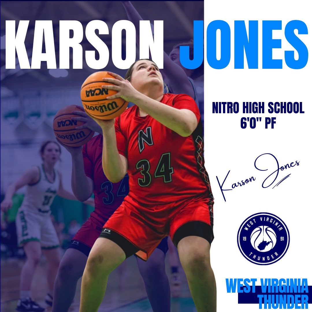 2026 West Virginia Thunder UAA RISE (@2026thunderstew) on Twitter photo We want to welcome 6’ PF <a href="/karsonljones/">Karson Jones</a> to our squad. One of the best post players in the state in her class. Karson is set to have a huge Junior season after coming back from injury last year. We want to welcome 6’ PF <a href="/karsonljones/">Karson Jones</a> to our squad. One of the best post players in the state in her class. Karson is set to have a huge Junior season after coming back from injury last year.