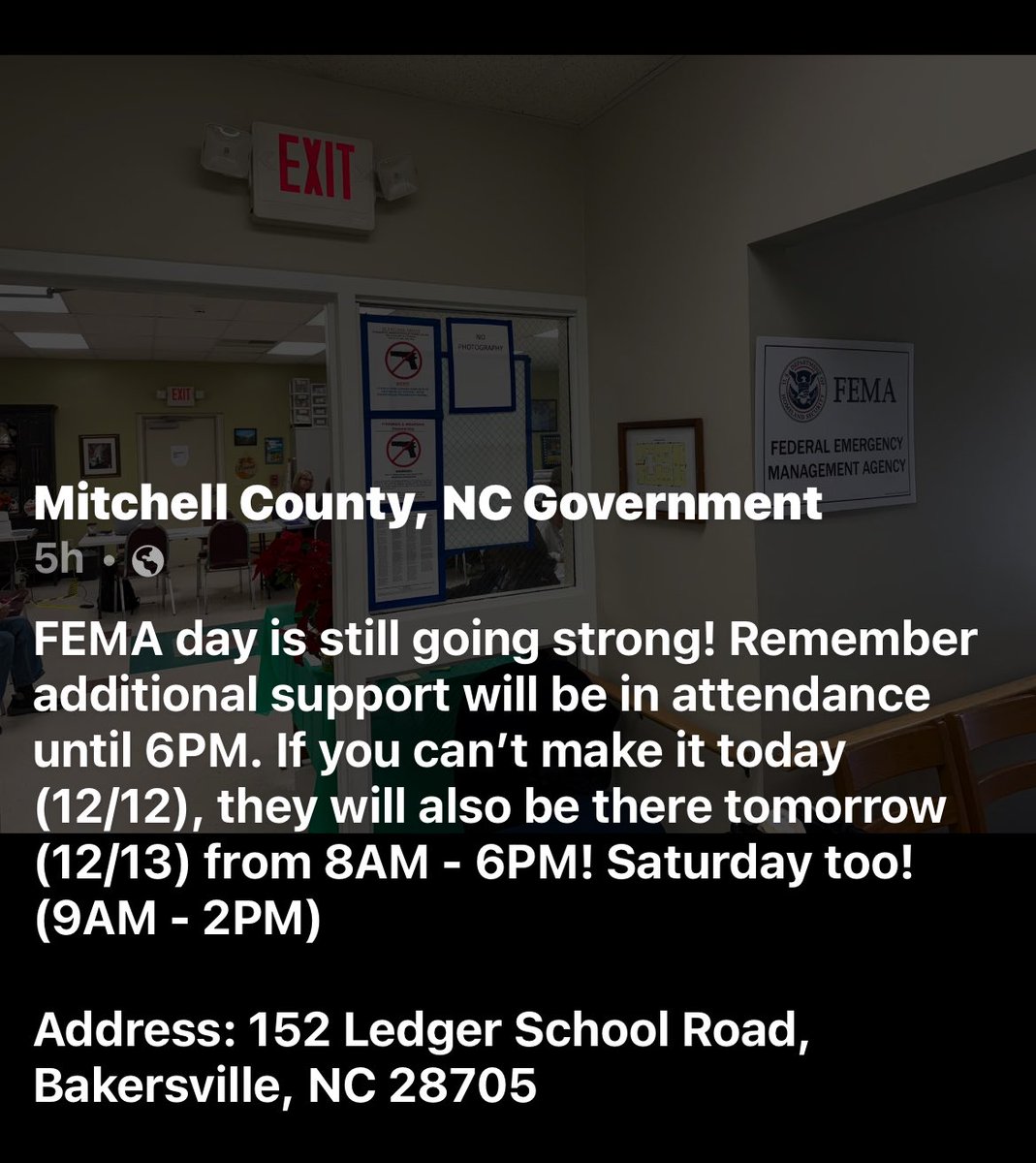 AnnieMDance's tweet photo. “No photography” is in violation of NC state law at the #MitchellCounty #FEMA site. NC is a one-party consent state. #NCpol #SprucePine #Bakersville https://t.co/NzUwK4Akyi