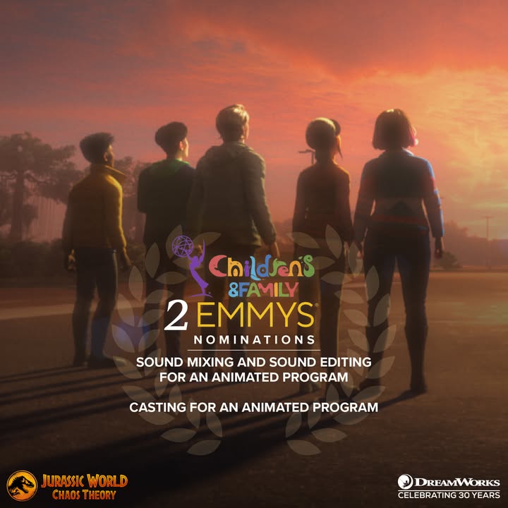 Dreamworks's tweet image. Congratulations to the cast and crew of our 11 Children's and Family Emmy® nominations, including #OrionAndTheDark, #Curses, #JurassicWorld #ChaosTheory, and #FrightKrewe! #ChildrensEmmys