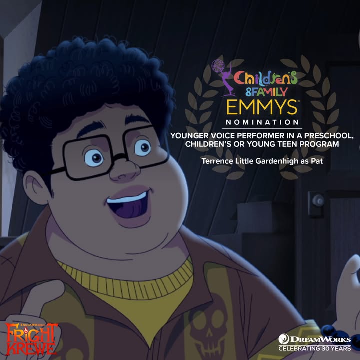 Dreamworks's tweet image. Congratulations to the cast and crew of our 11 Children's and Family Emmy® nominations, including #OrionAndTheDark, #Curses, #JurassicWorld #ChaosTheory, and #FrightKrewe! #ChildrensEmmys