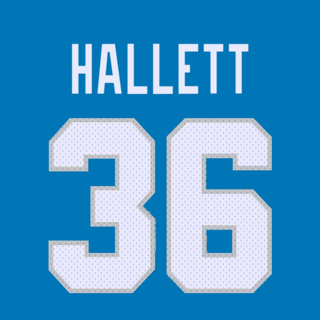Detroit Lions DB Erick Hallett is wearing number 36. Last assigned