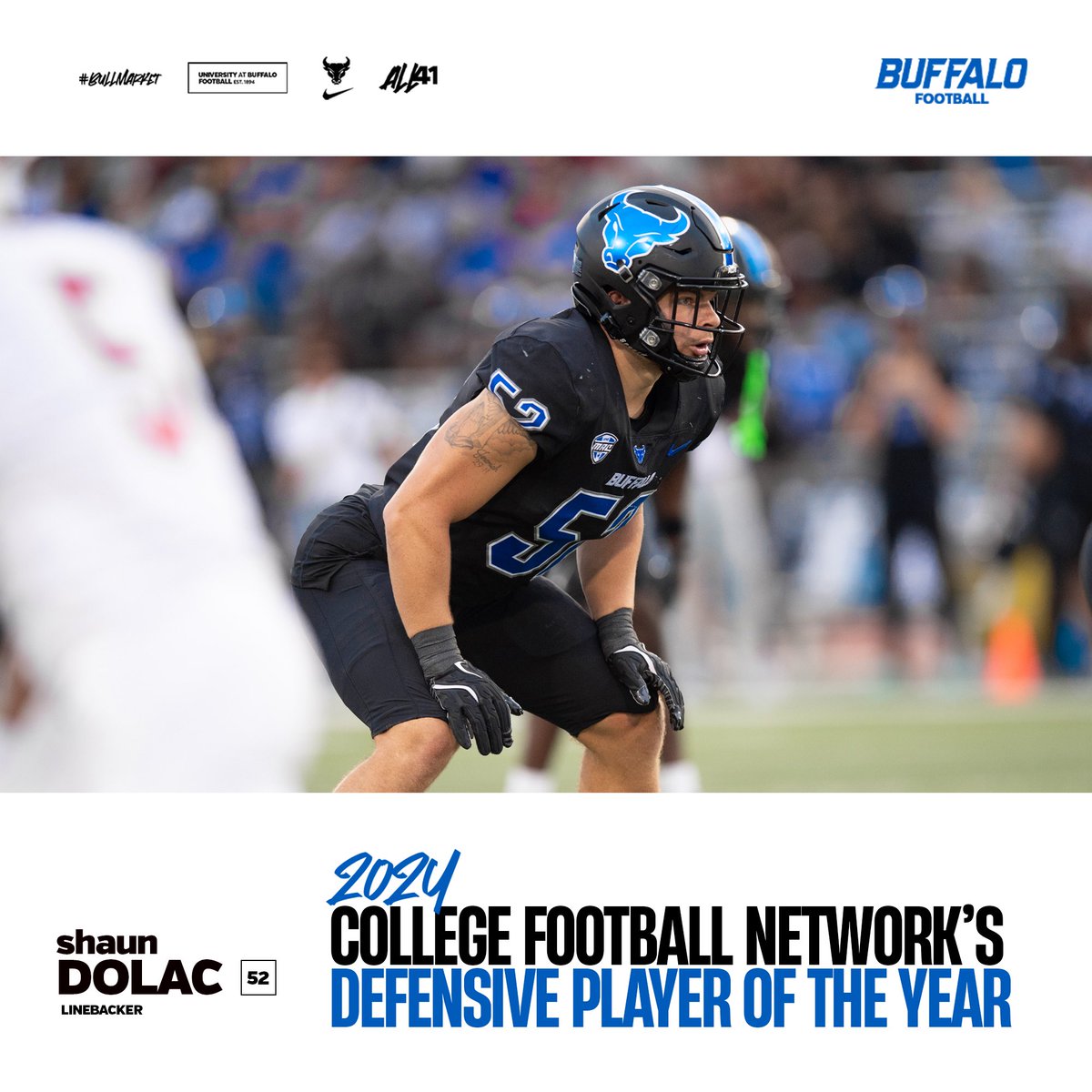 UB Football (@ubfootball) on Twitter photo .<a href="/CFN365/">College Sports Network</a> has named Shaun Dolac its national Defensive Player of the Year!
#UBhornsUP🤘l #BullMarket📈 .<a href="/CFN365/">College Sports Network</a> has named Shaun Dolac its national Defensive Player of the Year!
#UBhornsUP🤘l #BullMarket📈