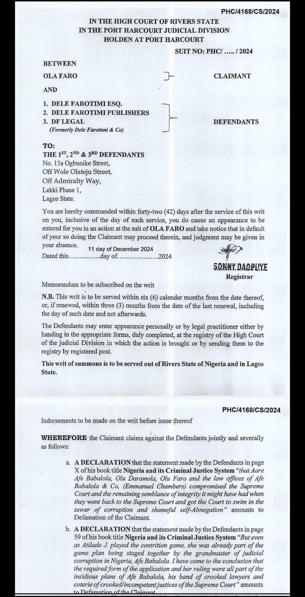 sowore's tweet image. This was the plan from the onset. It involves a conspiracy between powerful judicial caricatures, the @policeng led by its illegal IGP Kayode Egbetokun, judges, and so-called influential politically exposed lawyers. 

The goal is to abandon @DeleFarotimi in a prison controlled by…