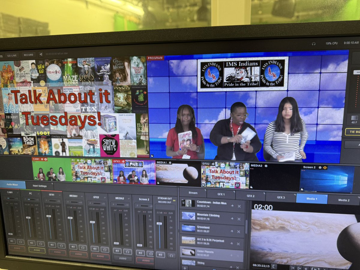 TeachMsHolt's tweet image. Made our TV debut this morning to spread the book love! 📚💥 We’re here to prove that reading 40 books is more fun than watching reruns. Join the challenge — your bookshelf will thank you! #TalkAboutItTuesday #40BookChallenge #BookNerdsUnite #ReadingIsPower @IMS_Indians