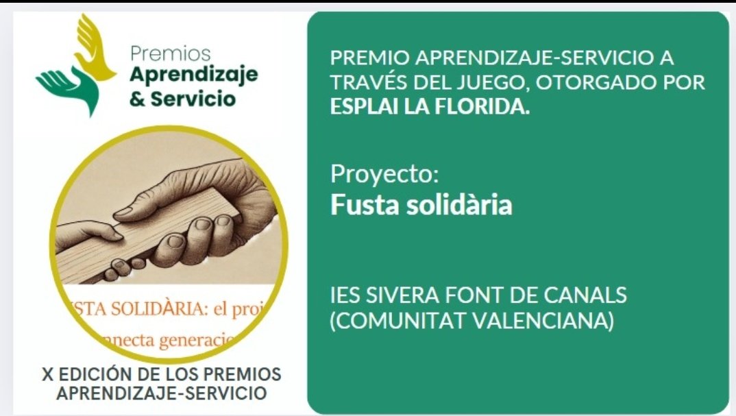 REDAPS (@redaps1) on Twitter photo X edición #PremiosApS2024 📜PREMIO: Aprendizaje-Servicio a través del juego, otorgado por Esplai La Florida. 🗓️Nos vemos el 13 diciembre en Mérida.
@EsplaiLaflorida <a href="/ayto_merida/">Ayuntamiento de Mérida</a> <a href="/Educo_ONG/">Educo</a> <a href="/educaciongob/">Ministerio de Educación, FP y Deportes</a> @ApScomunitatvalenciana <a href="/ApSExtremadura/">ApS Extremadura</a> X edición #PremiosApS2024 📜PREMIO: Aprendizaje-Servicio a través del juego, otorgado por Esplai La Florida. 🗓️Nos vemos el 13 diciembre en Mérida.
@EsplaiLaflorida <a href="/ayto_merida/">Ayuntamiento de Mérida</a> <a href="/Educo_ONG/">Educo</a> <a href="/educaciongob/">Ministerio de Educación, FP y Deportes</a> @ApScomunitatvalenciana <a href="/ApSExtremadura/">ApS Extremadura</a>