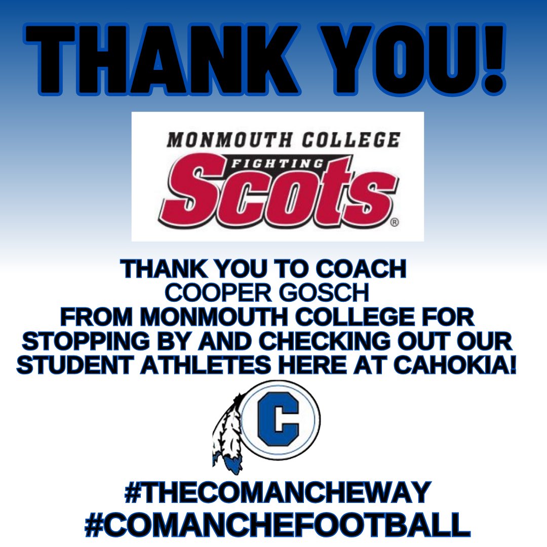 Thank you to <a href="/CooperGosch/">Coach Gosch</a> for stopping by this week‼️‼️#thecomancheway 🔴⚪️🔵🪓