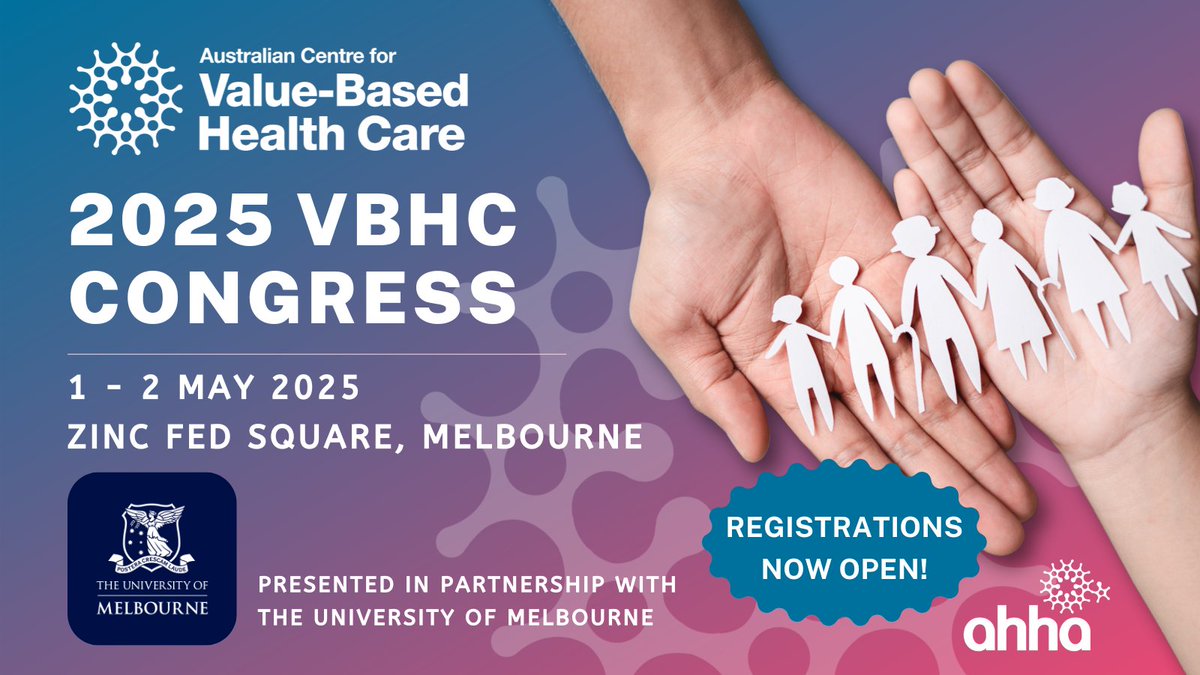🚨 Registrations open for the 2025 VBHC Congress! 🚨

Be part of the 2025 Value-Based Health Care Congress in Melbourne this May and help shape the future of VBHC in Australia. The 2023 Congress sold out quickly—don’t miss your chance to secure your place!
ow.ly/AxJs50UoLnk