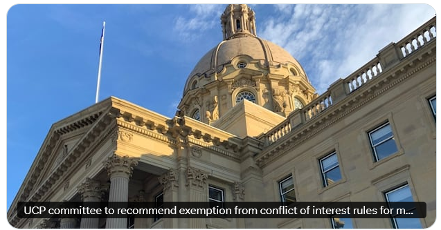 CalgaryOccupy's tweet photo. ~Unreal! UCP committee to recommend exemption from conflict of interest rules for most political staffers

It's not like they followed them anyway.

They're just announcing their intention to raid the henhouse. https://t.co/5J52aeVoIX