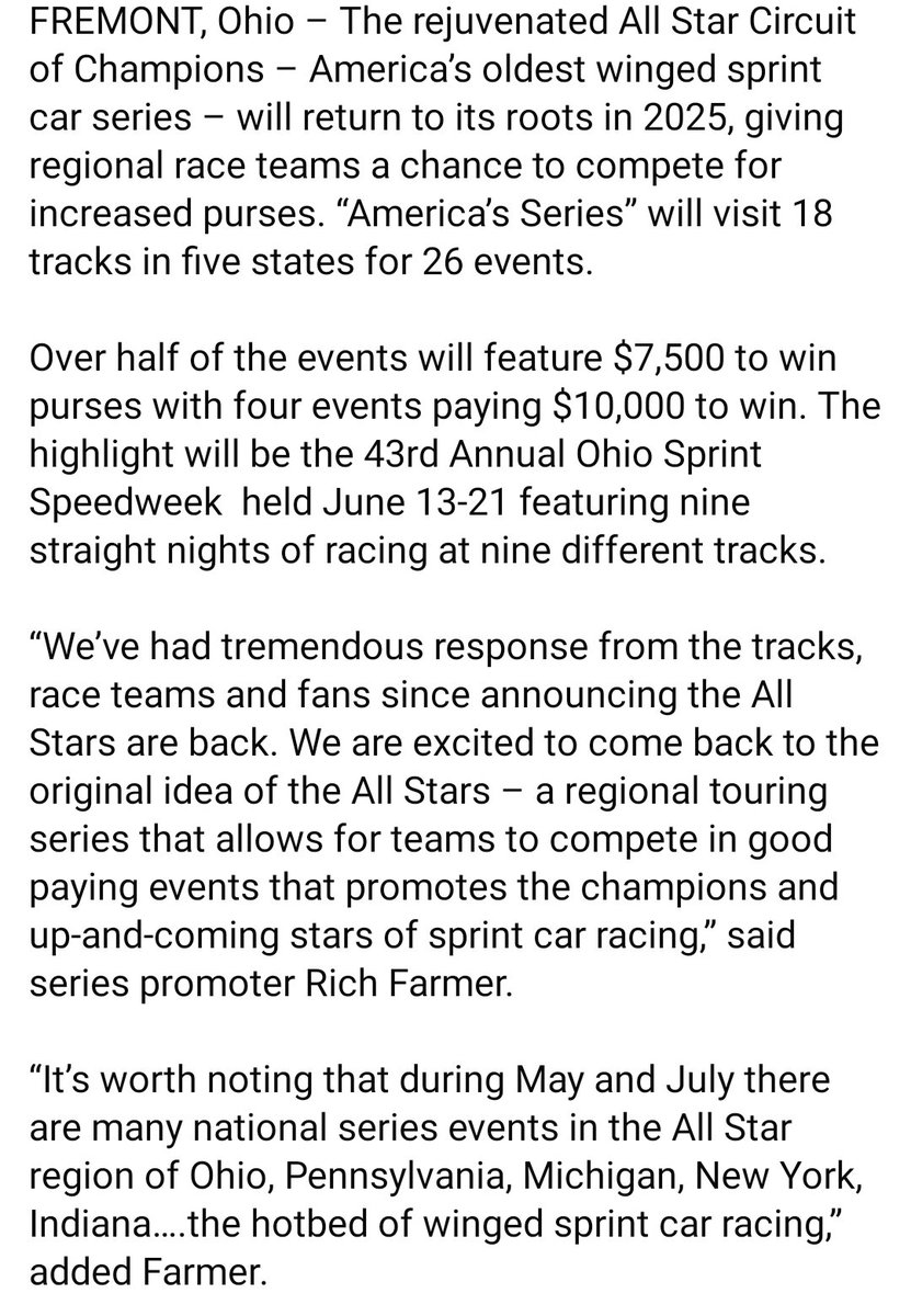 AllStarSprints's tweet photo. Full Schedule for 2025! Details below 👇👇 https://t.co/TQXR63Sji6