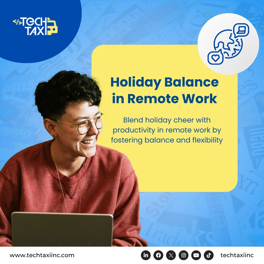techtaxiinc's tweet photo. Finding the right balance between holiday pleasure &amp; productivity in a #remotework environment can be challenging. Discover effective strategies to empower your team while enjoying the festive season!

Get insights on maintaining #productivity this season: https://t.co/l7KqoJP294 https://t.co/mJrprya9C0