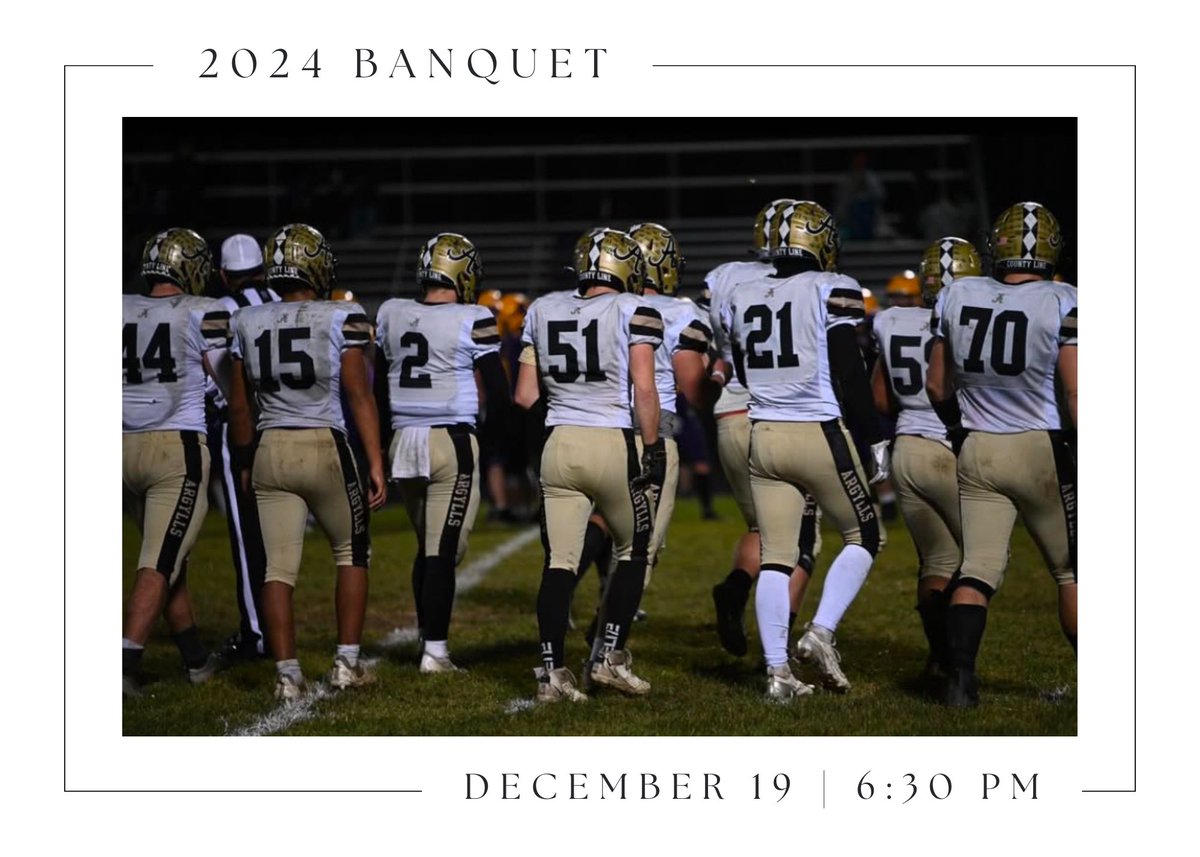 Join us on December 19 to commemorate the 2024 season. Banquet starts at 6:30 pm. All players and their families are invited to attend. 🏈🐗 #WeAreMG