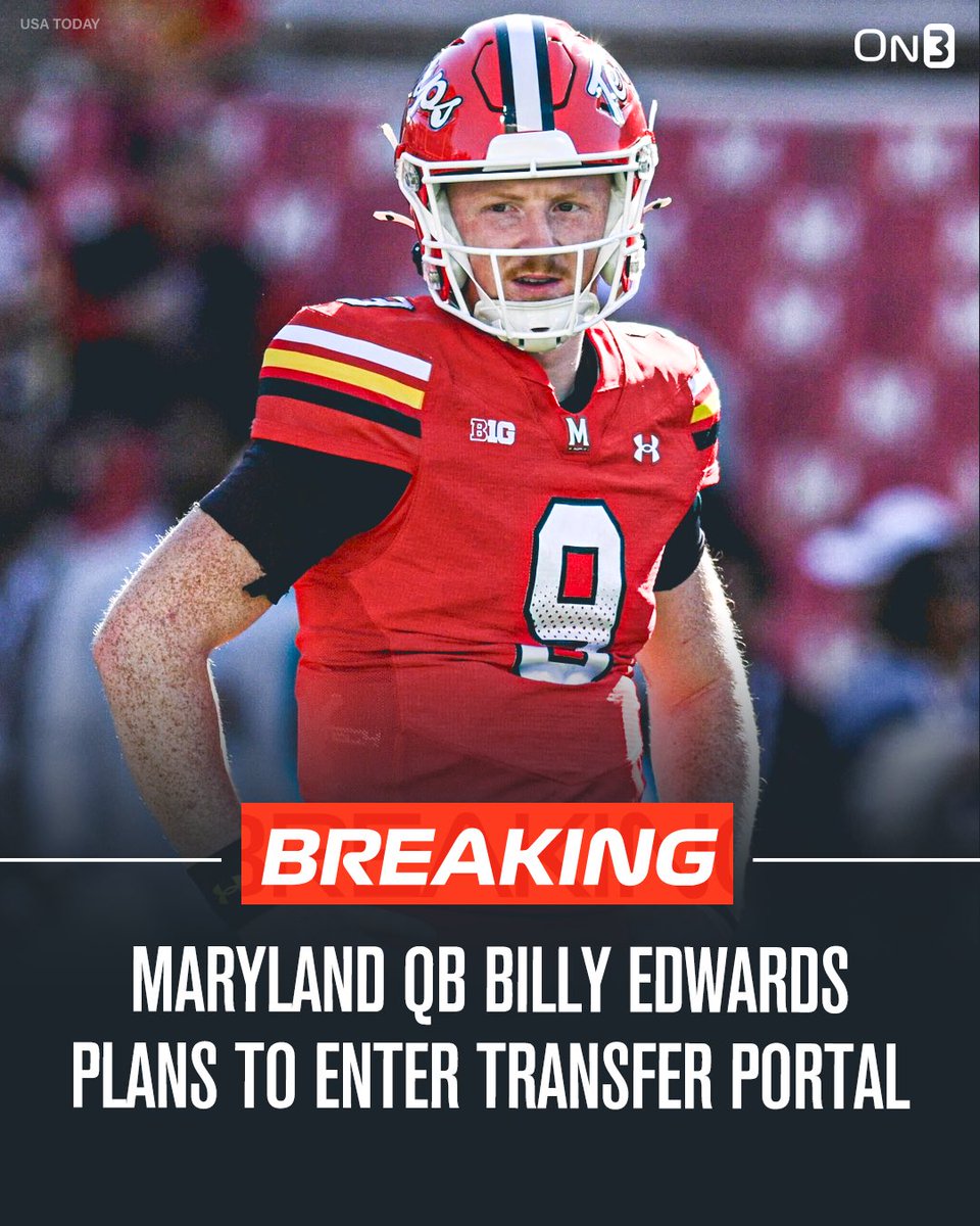 On3 (@on3sports) on Twitter photo BREAKING: Maryland QB Billy Edwards plans to enter the NCAA Transfer Portal, ESPN reports.
Edwards threw for 2,881 yards and 15 touchdowns this season.
on3.com/college/maryla… BREAKING: Maryland QB Billy Edwards plans to enter the NCAA Transfer Portal, ESPN reports.
Edwards threw for 2,881 yards and 15 touchdowns this season.
on3.com/college/maryla…
