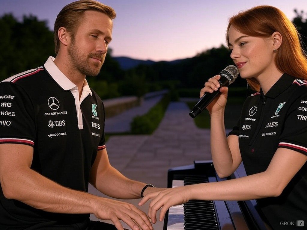 RyanGoslingAMG's tweet photo. Celebrando el gran resultado de hoy con mi gran amiga Emma Stone, estabamos tocando "Another day of sun" https://t.co/DoPktKlfIF