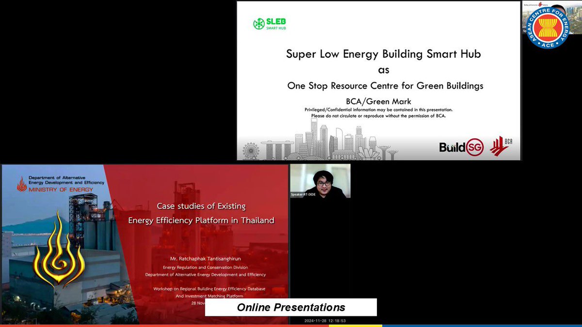 The ASEAN Centre for Energy (ACE) organised a Stakeholder Workshop on Regional Building Energy Efficiency Database and Investment Matching Platform on 28 November 2024 in hybrid, as part of the Asia Low Carbon Buildings Transition (#ALCBT) project
 
🔗 go.aseanenergy.org/ACENews