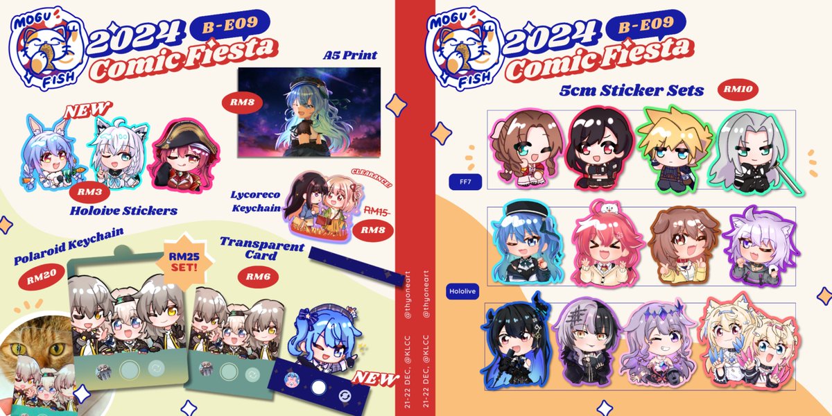 💖 SHARES APPRECIATED 💖
☄️ #comicfiesta2024  Preorders Open! ☄️
[1/2] B-E09 Mogufish

I'll also be hosting a Hololive Stamp Rally! Stay tuned for more details🎄

FREE Nerissa sticker for all Jailbirds! Details below ⬇️

#comicfiesta2024catalogue #cf2024