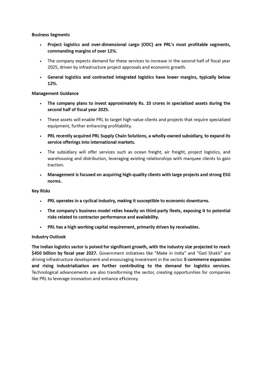 Mysticbaba360's tweet image. Premier Roadlines Limited
Management has provided guidance for a topline revenue of Rs. 300 crores (FY24-25), with PAT margins similar to PY.

Disc:- Invested &amp;amp; Biased.

#Premierroadlines #SME #StocksToBuy #StockMarketIndia #Multibagger #Mysticbaba360 #PRL #SMEs #Premier