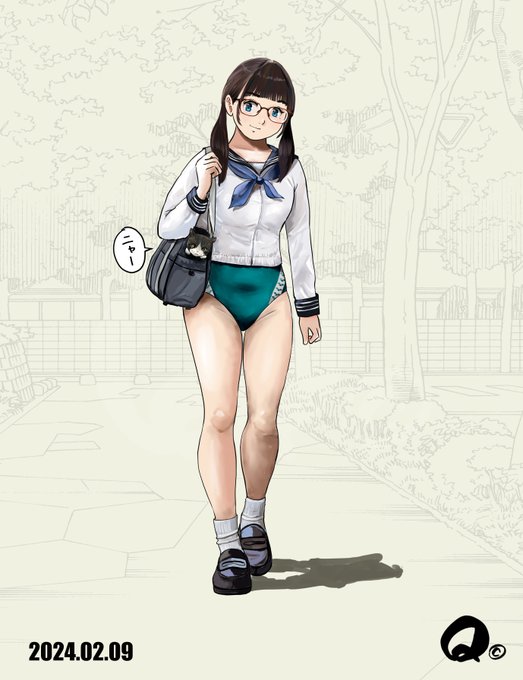 #今年も残りわずかなので今年一番伸びた絵を貼る 
制服×競泳水着
アンバランスさが受けたのかな🤔 