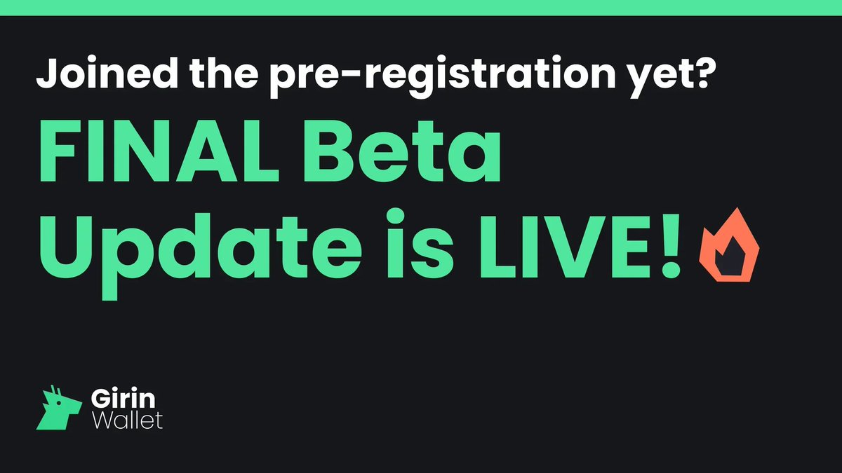 🚨 Joined the pre-registration yet?

🔥FINAL beta update is LIVE!🔥
Be the first to experience #GirinWallet before the official launch.

Don't miss out, frens! 🚀

[iOS Link]
apps.apple.com/kr/app/girin-w…

[Android Link]
play.google.com/store/apps/det…
