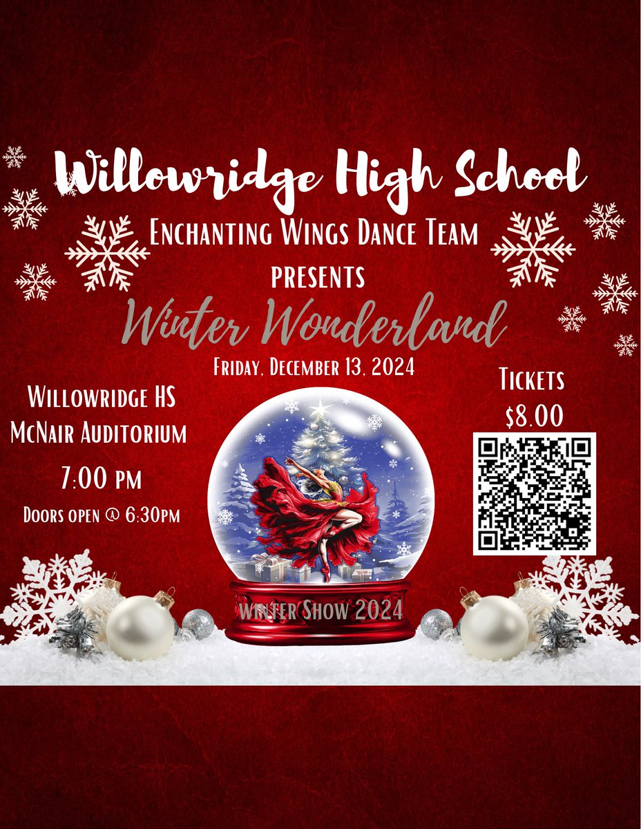 Come out to see a festive night of performances from our WHS Dance Classes, award winning Orchestra, Jazz Band, Cheerleaders and more!! See our flyer for more information and to purchase tickets! See you at the show! ⛄️🎄💙🦅 <a href="/Willowridge_HS/">Willowridge HS</a>