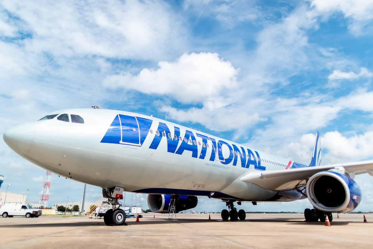 GoNationalAir's tweet photo. We are thrilled to announce that two new A330-200 passenger aircraft have joined National Airlines expanding fleet. The airline took delivery of the second aircraft this month from @CDBAviation.  This is in addition to an A330-300 aircraft recently added to the fleet. #GoNational https://t.co/KA03AZYzV2