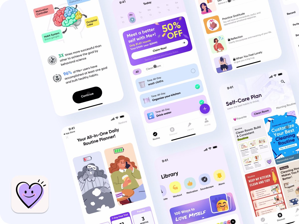 PageFlows's tweet photo. π Dive into the world of Me+ Daily Routine Planner with our latest release of over 100 stunning screenshots! Your next design breakthrough awaits. Check them out π https://t.co/ubGwdRKe1H
#UIUXDesign
#WebDesign
#CreativeDesign
#UXTrends
#ScreenshotShowcase
#ProductDesign https://t.co/NEQ8wbsSaH